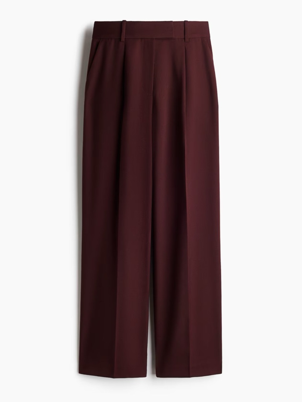 H&M Wide-Leg Tailored Pants in Burgundy